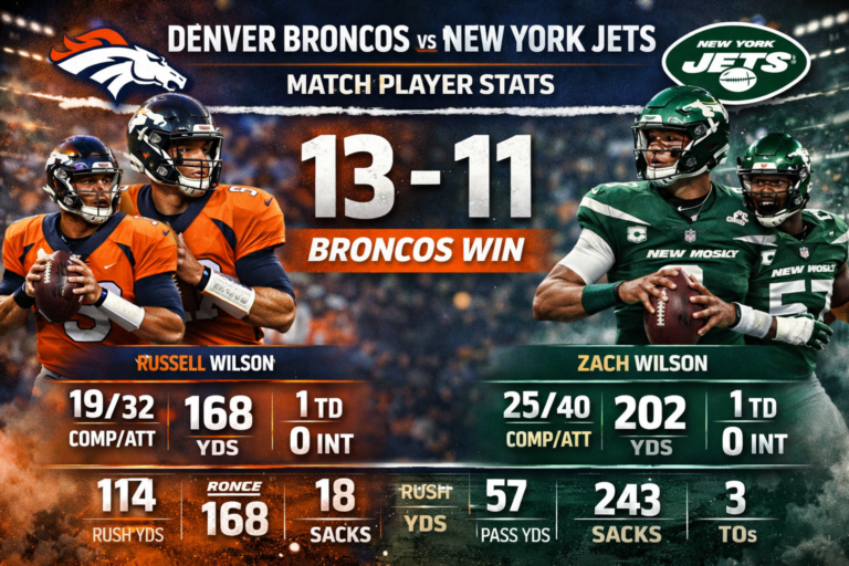 Denver Broncos vs New York Jets Match Player Stats
